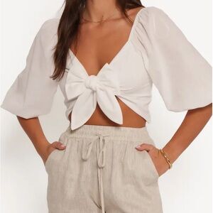 Pup & Petal Celine tie front crop top size small